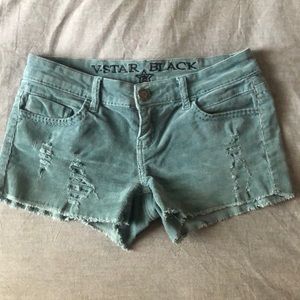 V-Star Black Teal Corduroy Cut-Offs